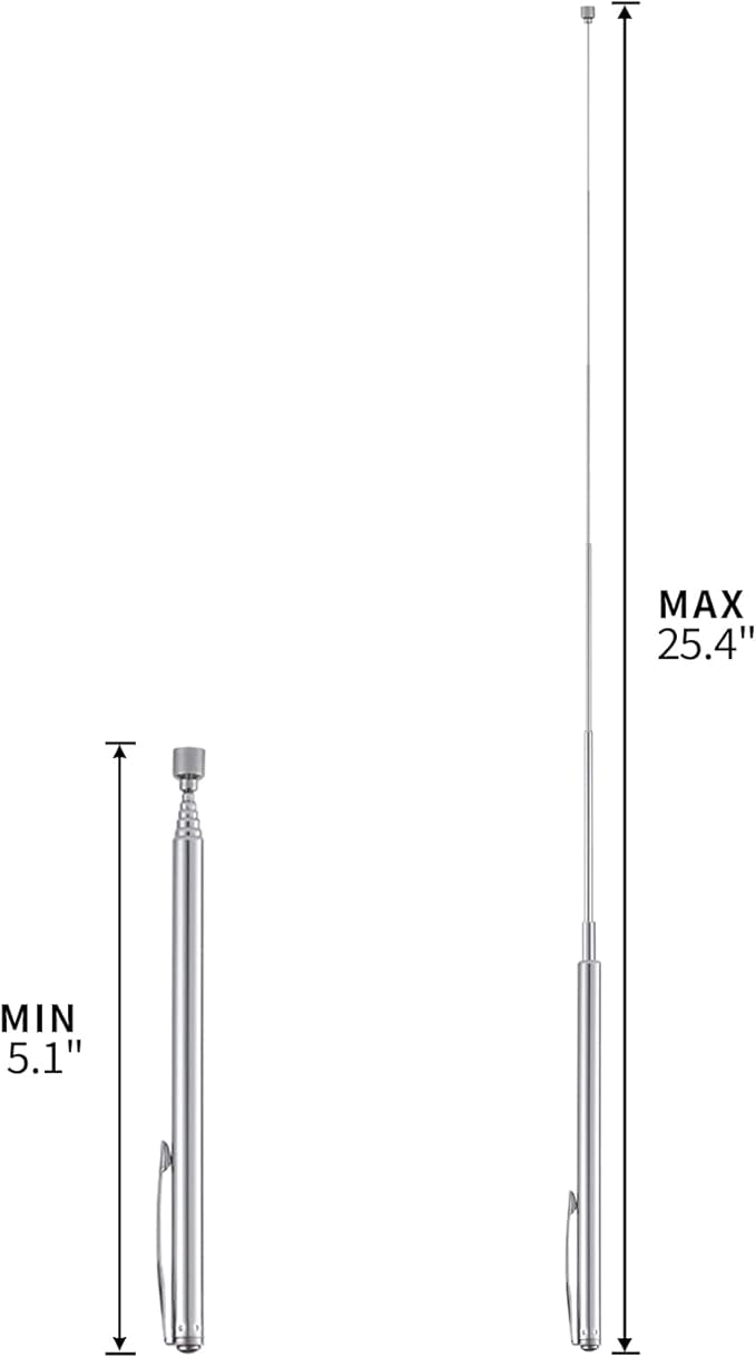 2 Pieces 3.5LBs Telescoping Magnetic Pickup Tool, with Pen Clip Design, Magnet Stick Rod Extendable 5.1" to 25.4" for Men, Birthday, Father's Day, Christmas Gift