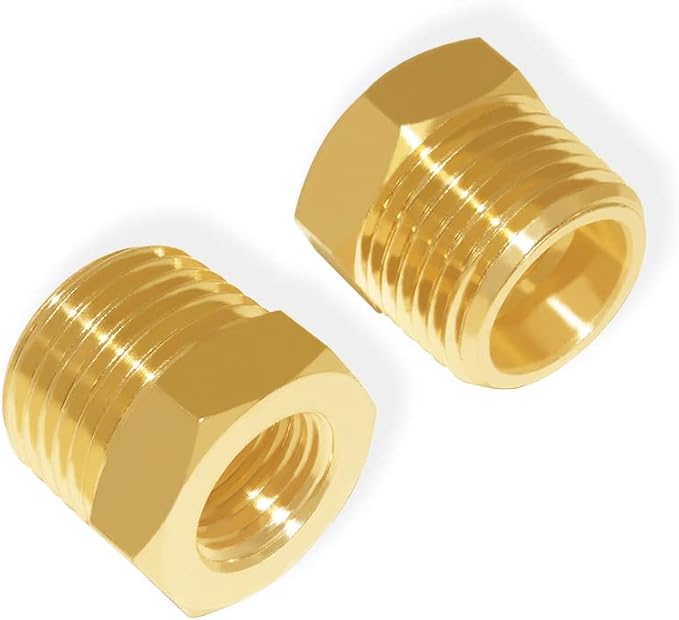 Hooshing 6PCS Brass Reducer Hex Bushing 1/2" NPT Male x 1/8" NPT Female Threaded Pipe Fitting Adapter