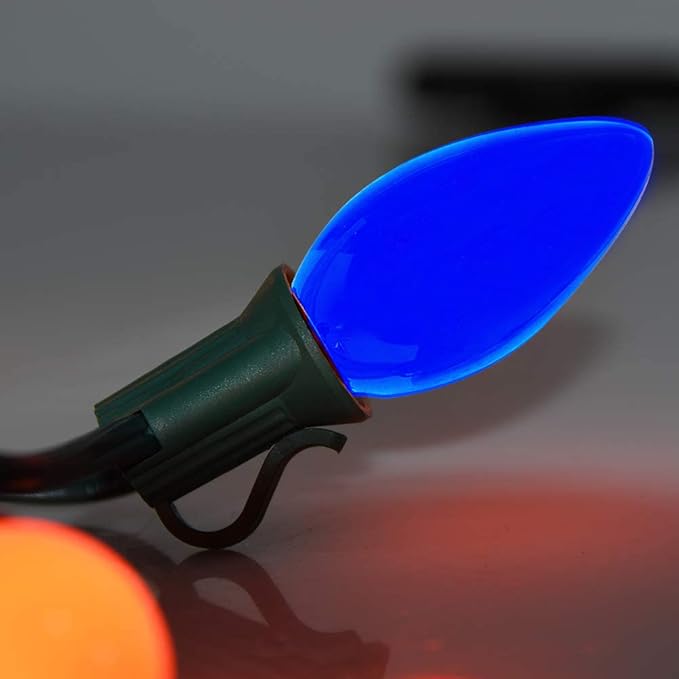 25 Pack C7 Multicolor Ceramic Christmas Lights Replacement Bulbs, 5W E12 Candelabra Base Incandescent Bulbs for Outdoor String Lights Xmas Tree Patio Holiday Party Decor