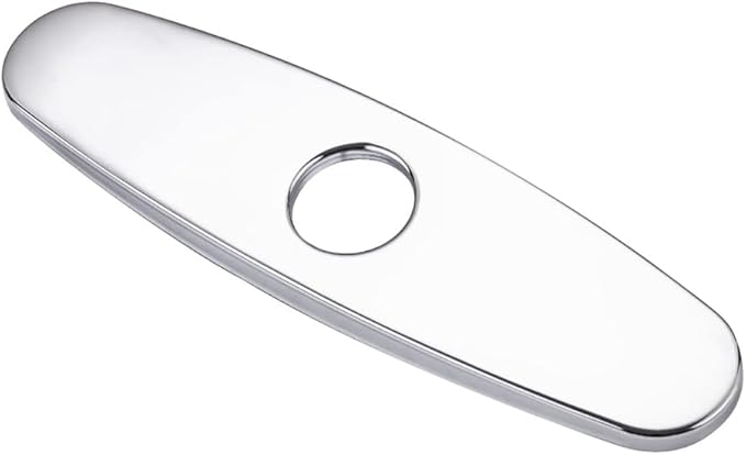 10 inch Faucet Hole Cover Plate, Brushed Chrome 304 Stainless Steel Escutcheon Deck Plate to Convert 3-Hole Sink to Single Hole Faucet, No-Leak Design