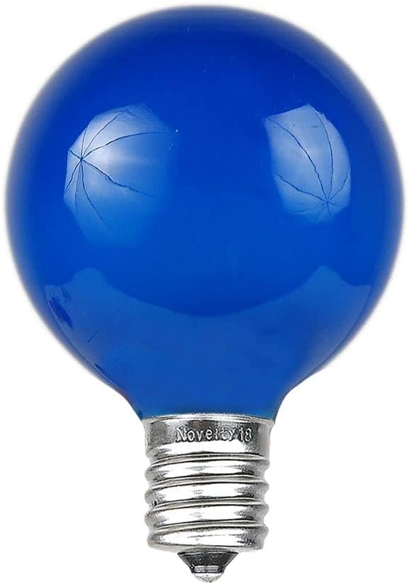Novelty Lights 25 Pack G40 Blue Outdoor Globe Bulbs, Light Bulbs Glass Incandescent Bulbs with 3000 Hour Lifespan, Globe String Lights Replacement Bulbs