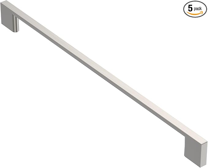 Alzassbg 5 Pack Brushed Satin Nickel Cabinet Pulls, 11-1/3 Inch(288mm) Hole Centers Rectangle Cabinet Handles Kitchen Pulls for Drawers and Cabinets AL3051SN
