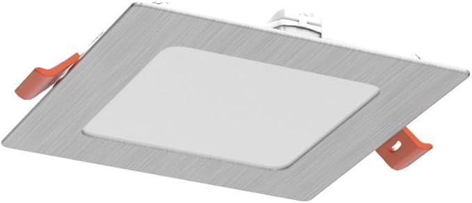 ASD 6 Pack LED Square Recessed Lighting 4 Inch, 5 CCT 2700K-5000K, 12W 50W Eqv, Ultra Thin Dimmable Ceiling Lights with J Box, Canless Wafer Downlight, Slim Panel Light, UL Energy Star, Brushed Nickel