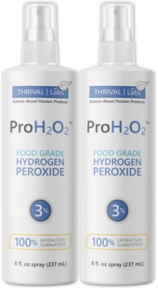 ProH2O2 3% Food Grade Hydrogen Peroxide – Natural Cleaner & Disinfectant – Suitable for Household Use – Ideal for Cleaning, Sanitizing & Gargle – 8 oz Spray Bottle (Pack of 2)