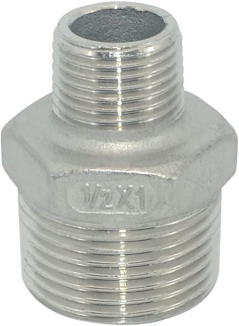 1" x 1/2" Male Threaded Reducing Nipple Fitting/Adapter,Stainless Steel SS304 NPT Pipe Hex Reducer