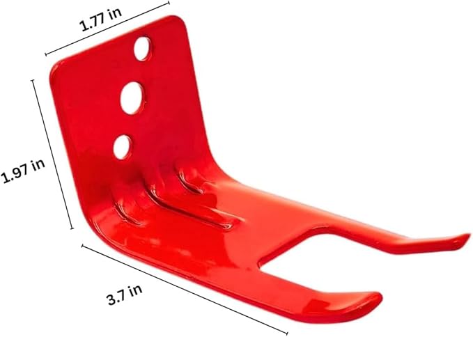 Fork Fire Extinguisher Mount, Wall Hook, Red, (2 Brackets)
