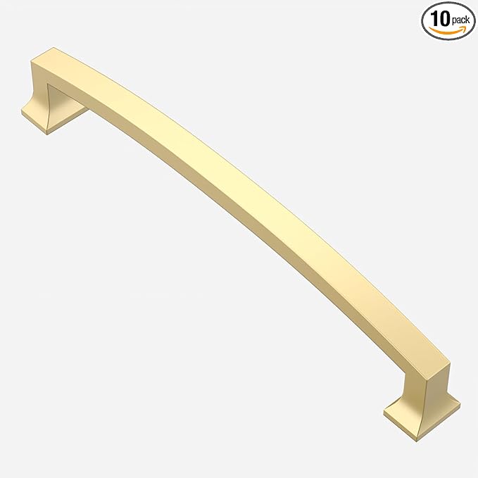 Asidrama 10 Pack 10 Inch(254mm) Brushed Gold Kitchen Cabinet Handles, Cabinet Pulls Kitchen Cabinet Hardware for Cupboard Drawer Pulls