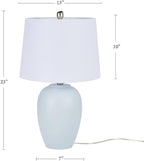 Nourison Home 23" Coastal Blue Ceramic Pot Table Lamp for Bedroom, Living Room, Dining Entryway, with White Shade