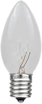 Novelty Lights Christmas Replacement Bulbs - Outdoor Individual Bulbs for Events, Holiday Parties, Patios, and More - C7/E12 Candelabra Base, 5 Watt Lights (Clear, 25 Pack)