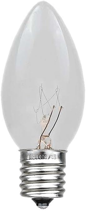 Novelty Lights Christmas Replacement Bulbs - Outdoor Individual Bulbs for Events, Holiday Parties, Patios, and More - C7/E12 Candelabra Base, 5 Watt Lights (Clear, 25 Pack)