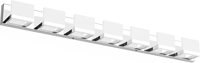 Tipace LED Modern Bathroom Vanity Light Fixtures, 7 Lights Chrome Vanity Lighting for Bathroom Wall Lights Up and Down LED Light Fixtures Over Mirror(White Light 6000K)