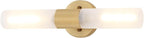 Gold Knurled Texture Wall Sconce Frosted Glass Shade Modern Bathroom Vanity Light Fixtures 2-Lights Mid Century Wall Light for Mirror Living Room Hallway E26 T10 Bulbs(Excluded)