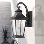Emliviar Outdoor Wall Lantern, 1-Light Exterior Wall Mount Light with Clear Glass in Black Finish, 18" Height, 500181