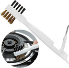 Kitchen Cleaning Scrub Brush - Deep Gas Stove Brass Wire Brushes with Stiff Bristles & Cooktop Scraper, Scrubber for Range Hood Grease Grime, Rust Cleaner for Pot Pan, Household Cleaning Tools