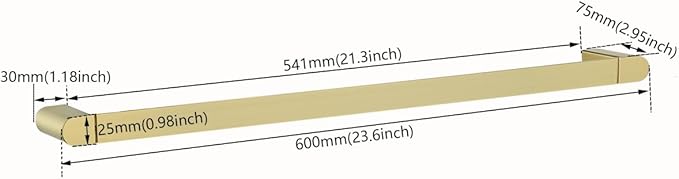 RANDOM Brushed Gold 24 Inch Stainless Steel Towel Holder - Wall Mounted Hand Towel Holder for Bathroom Accessories.96026-2-24BG