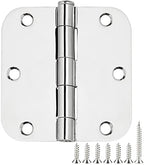 6 Pack Round Door Hinges 3-1/2" x 3.5 inch, 5/8 Radius, Polished Chrome 3 ½ Inch Bright Sliver House Interior Hinge for Bed/Living/Guest/Pantry/Storage/Study/Work Room Doors Heavy Duty Hardware Kit