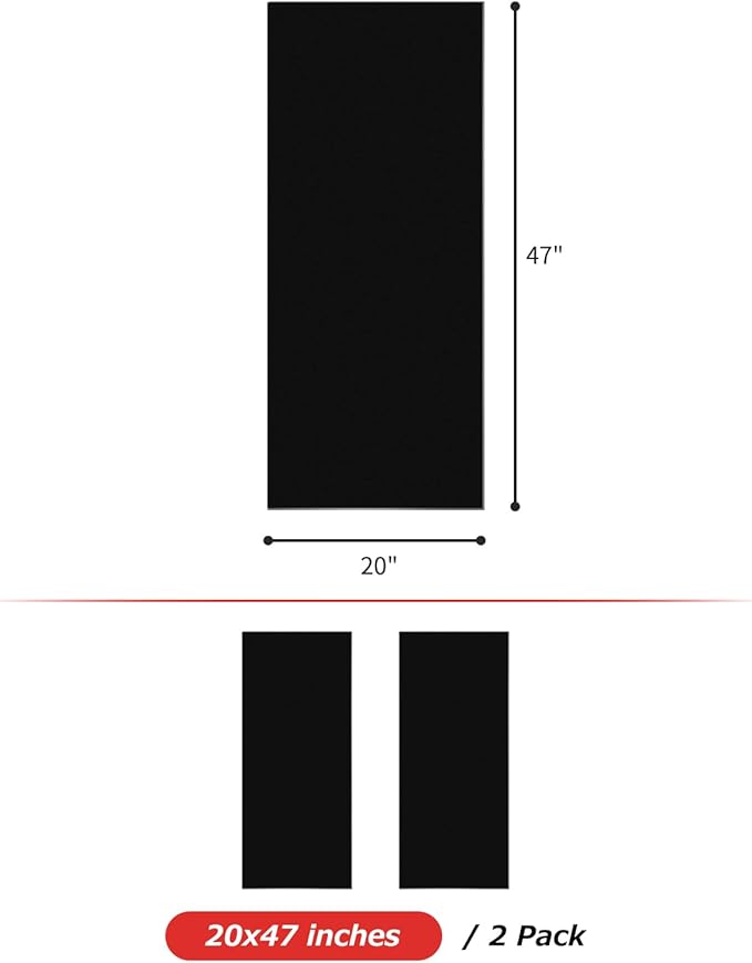 Matace 2 Pack 20x47 Inch Long Fireproof Welding Blanket & Pad, 5mm Thickened Fire Resistant Carbon Felt Cloth, Flame Retardant Fabric, Heat Shield for Soldering, Firepit, Grill Cover, Smoker, Black