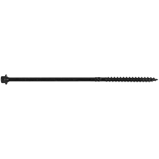 Jake Sales #14 X 7 Heavy Duty Black Timber/Log/Landscaping Wood Screws - Exterior Coated Heavy Duty Screws. 10 x 50 Count Boxes - 500 Screws