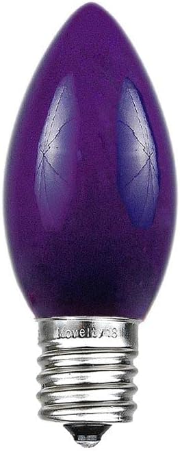 Novelty Lights 500 Case C7 Outdoor Ceramic Christmas Replacement Bulbs, Purple, C7/E12 Candelabra Base, 5 Watt