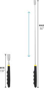 2 Piece 8LBs Telescoping Magnetic Flashlight Pickup Tool with 3 LED Lights, Magnet Stick Rod Extendable 7.5" to 31" for Men, Birthday, Father's Day, Christmas Gift