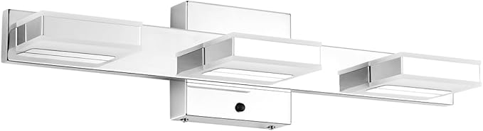 mirrea 20" LED Chrome Vanity Light 3000K/4000K/5000K CCT Adjustable 3 Light Bathroom Light Fixture Over Mirror