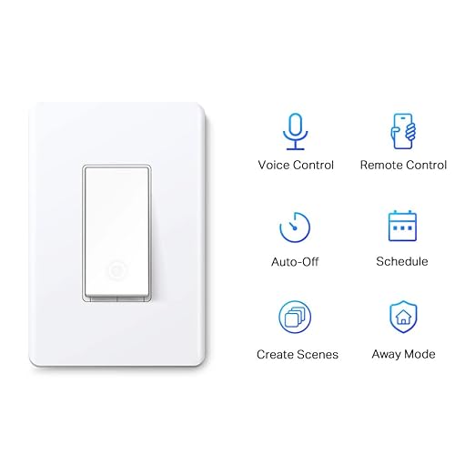 TP-Link Tapo Smart Light Switch, Single Pole, Neutral Wire Required, 2.4GHz Wi-Fi Light Switch Compatible with Alexa and Google Home, UL Certified, No Hub Required, White (Tapo S500)