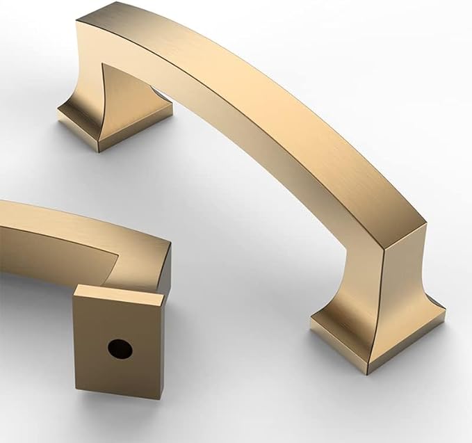 Asidrama 10 Pack 3 Inch(76mm) Hole Centers Champagne Bronze Kitchen Cabinet Handles, Gold Cabinet Pulls Kitchen Cabinet Hardware for Cupboard Drawer Pulls