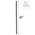 50 Pack Deck Balusters 32.25'' Rectangle Staircase Baluster, Black Metal Deck Spindle and Stairs Railing,Hollow Rectangle Deck Balusters for Deck Railing Porch