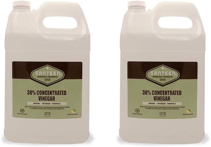 Santeen 30% Concentrated Cleaning Vinegar - 2X1 Gallon Jugs | Indoor & Outdoor | Extra-Strength