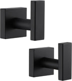 Angle Simple Bathroom Towel Hooks, Stainless Steel Robe Coat Hooks for Wall, Matte Black, 2 Pack