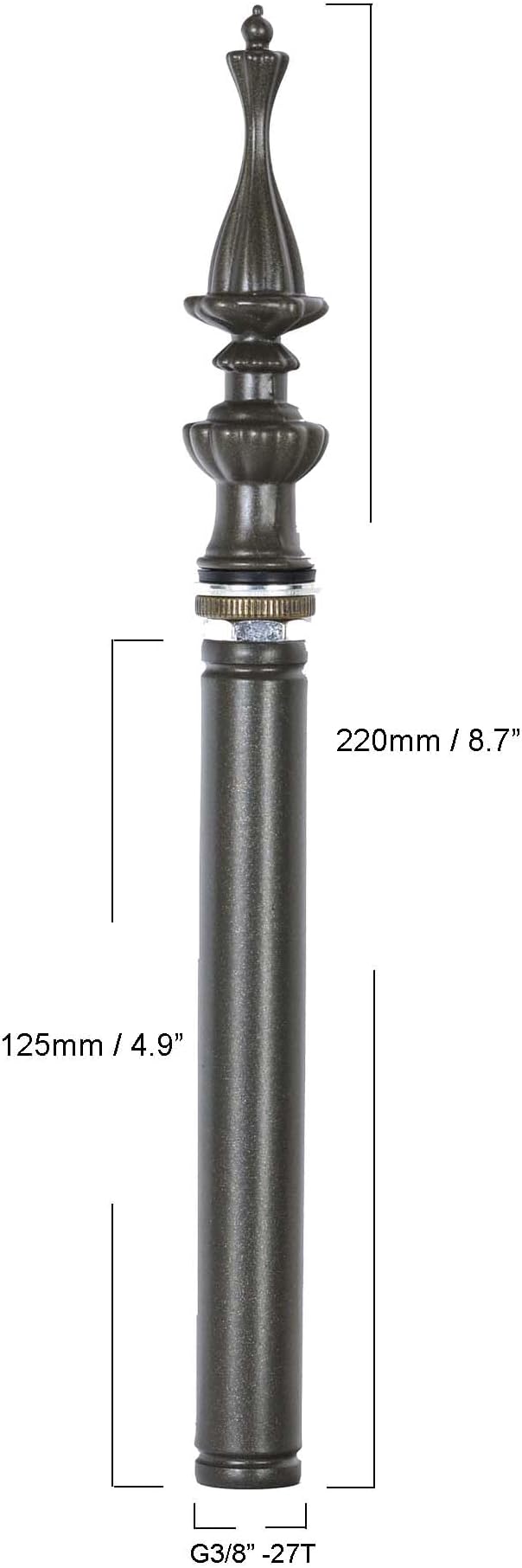 Bieye SS018 Lampshade Support with Finial for Tiffany Style Stained Glass Floor Lamp Table Lamp (G3/8 125mm Crown)