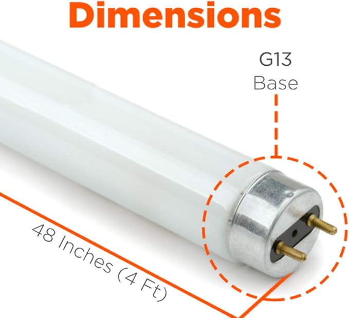 GoodBulb 32W 48 Inch T8 Fluorescent Light Bulb 5000K Daylight Medium Bi-Pin Base 2900 lumens 24000 Life Hours Instant/Programmed Start (Pack of 25 Bulbs)