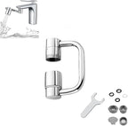 Rotatable Faucet Aerator Extension, Universal U-Shaped Faucet Extender with 1440° Swivel, 2-in-1 Anti-Splash Aerator for Kitchen Sink & Bathroom Faucet