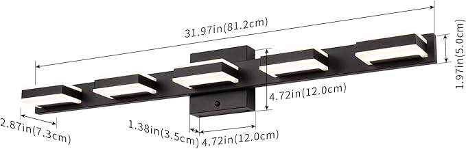 mirrea 32" Black Vanity Lights for Bathroom 5 Light Vanity Lighting Fixtures for Mirror 3 CCT Adjustable LED Vanity Light