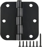 Rounded Door Hinges 3-1/2" x 3.5 inch, 5/8 Radius, Matte Black 3 ½ Inch 42 Pack No Squeak,Hinges for Doors Office Bed Room,Outdoor Window,Constructition Hardware