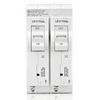 Leviton LSPD2-T Surge Protective Device with Two 20A 1-Pole Plug-On Standard Branch Circuit Breakers, Thermal Magnetic, 120/240 VAC, White