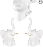 2PCS Toilet Bolt Covers Decorative, Ceramic Toilet Bolt Caps for Bottom Screws,Easy to Install Cute Bathroom Decor, Animal-Shaped Bowl Screw Cover Set Protectors for Modern Home(White, Elephant)
