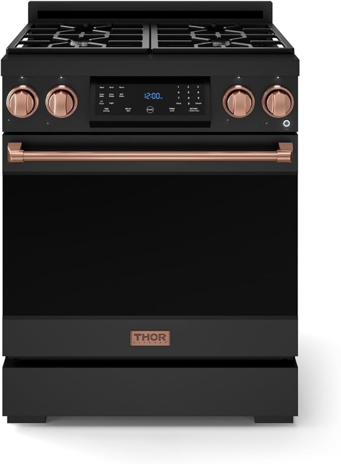 Gordon Ramsay by THOR Kitchen 30 Inch Professional Liquid Propane Range with Tilt Panel Touch Control in Black/Rose Gold