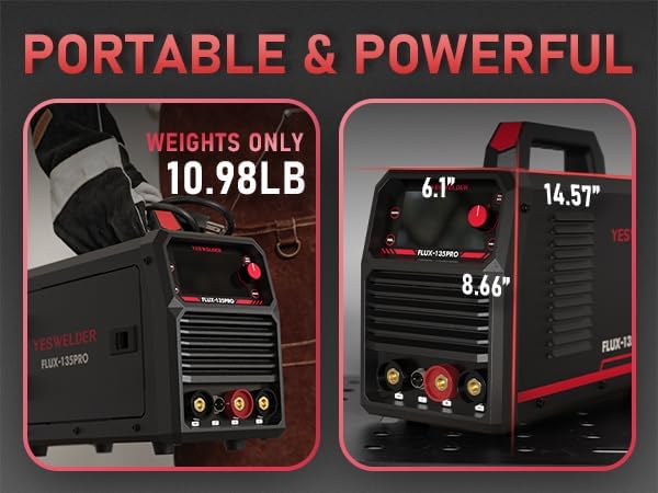 YESWELDER 135Amp MIG Welder,110V Flux Core Welder Flux Core MIG/Lift TIG/Stick 3-in-1 Large LED Digital Display Welding Machine IGBT Inverter Welder FLUX-135PRO