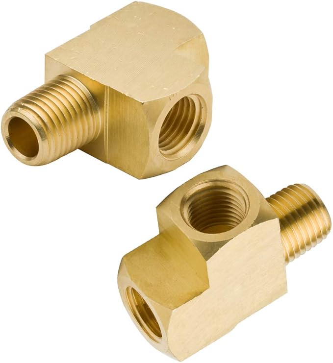 Legines Brass Pipe Fitting, Street Tee, 3/8" NPT Female x 3/8" NPT Male x 3/8" NPT Female, Barstock Male Run Tee (Pack of 2)