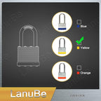 LanuBe Lock Laminated keyed Padlock (1-9/16", 40mm), keyed Alike Locks, Long Shackle,Marked Yellow Plastic Hoop, Pack of 24