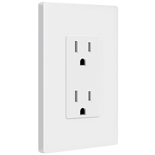 ENERLITES 20 Pack White Decorator Receptacle with Screwless Wall Plate, Standard Electrical Wall Outlet, 15A 125V, Self-Grounding, 2-Pole, 3-Wire, 5-15R, UL Listed, 61502-TR-WSID, Tamper Resistant