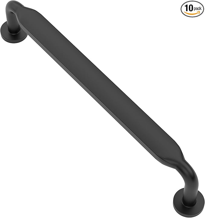 Alzassbg 10 Pack Matt Black Cabinet Handles, 5 Inch(128mm) Hole Centers Arch Modern Cabinet Pulls Kitchen Cabinets Hardware for Cabinets and Drawers AL3503MB