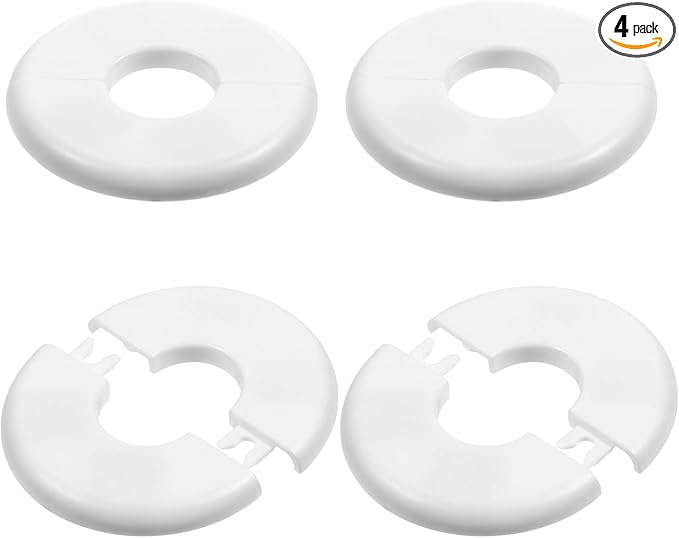 4Pcs Round Wall Plumbing Cover Plates, 29mm Buckle Design Split Flange Escutcheon Plate, Self-Adhesive Round Escutcheon Plumbing Cover Plates for Faucet Bathroom Kitchen Toilet
