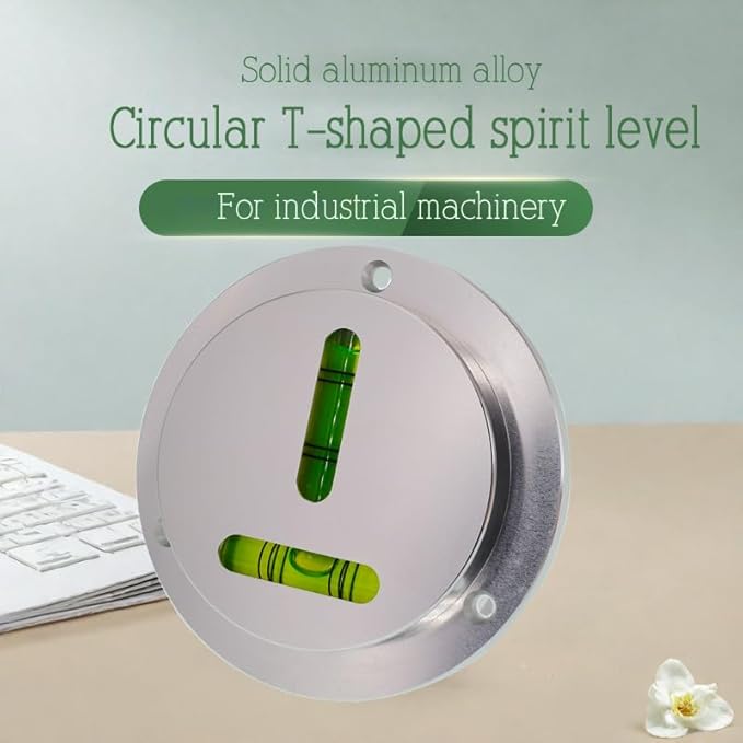 Metal flange circular horizontal bubble T-shaped XY axis bidirectional level, 90mm diameter metal level with mounting hole (Acrylic foam)