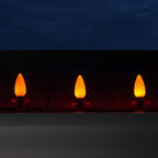 Wintergreen Lighting OptiCore 25 Count C9 LED Bulbs, Orange/Amber Smooth Finish, E17 Base Heavy Duty Replacement for Outdoor Christmas & Halloween Lighting