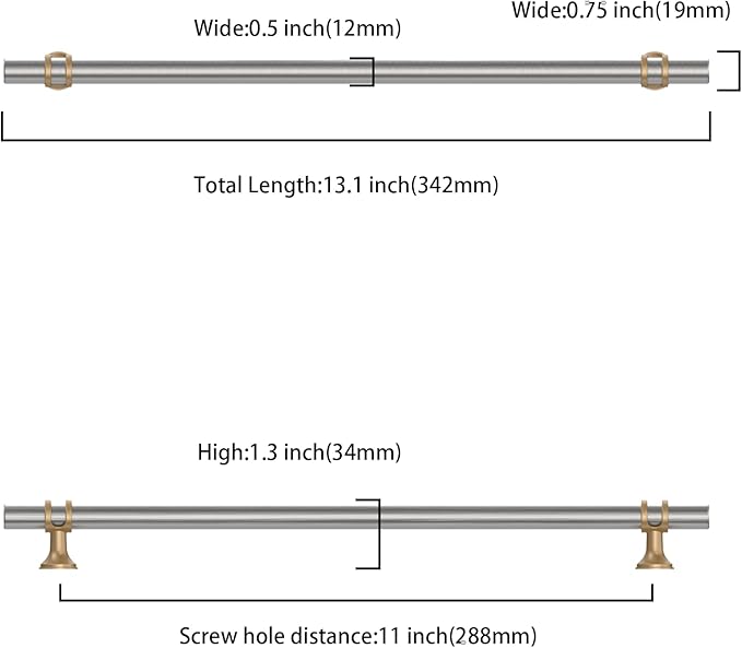 Asidrama 10 Pack 11.3 Inch(288mm) Brushed Satin Nickel and Champagne Bronze Kitchen Cabinet Handles, Cabinet Pulls Kitchen Cabinet Hardware Cupboard Handles Drawer Pulls