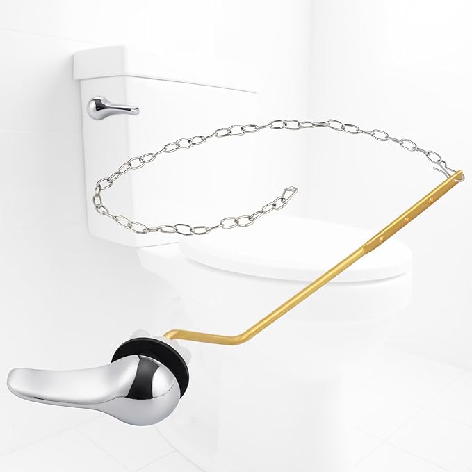 iFealClear Universal Metal Toilet Tank Flush Lever Replacement, Side Mount Toilet Handle, Toilet Trip Lever Fits Most Angle Mount Toilets, Stainless Steel Chain, Chrome