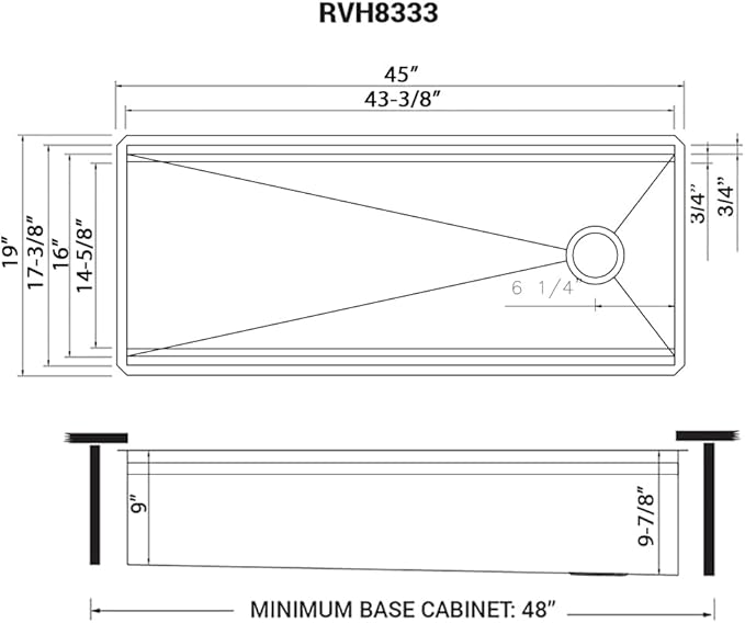 Ruvati 45-inch Undermount Workstation Kitchen Sink – 16 Gauge Stainless Steel Single Bowl with Ledges & Accessories – RVH8333