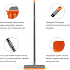 TreeLen Rubber Broom Carpet Rake Pet Hair Remover Broom with Squeegee Extension Push Broom for Carpet Hardwood Floor Tile Windows Cleaning